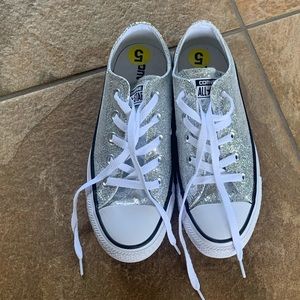 Metallic silver converse